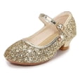 thumbnail image 2 of ZACPNCV Girls Crystal Heels Princess Dress Shoes Low Heel Sparkly Pageant Performance Shoes for Wedding Party, 2 of 7