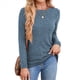 thumbnail image 2 of Camisas de Larga para Mujer, Cuello Redondo, Túnicas Casuales Azul XXL, 2 of 8