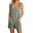 thumbnail image 2 of Njagoc3 Womens Solid Color Adjustable Strap Sleeveless Short Casual Summer Romper Simple Essential Jumpsuit, 2 of 6