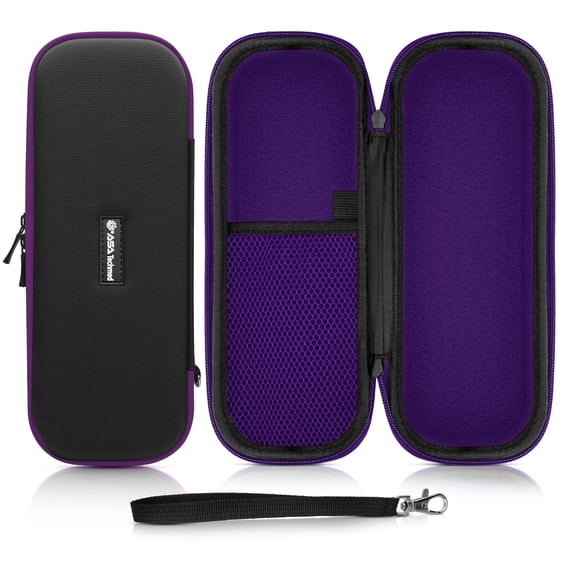 ASA Techmed Stethoscope Case – Fits 3M Littmann Stethoscope, Hard Protective EVA Storage Case with Mesh Accessory Pocket, Black / Purple – 1 Pack
