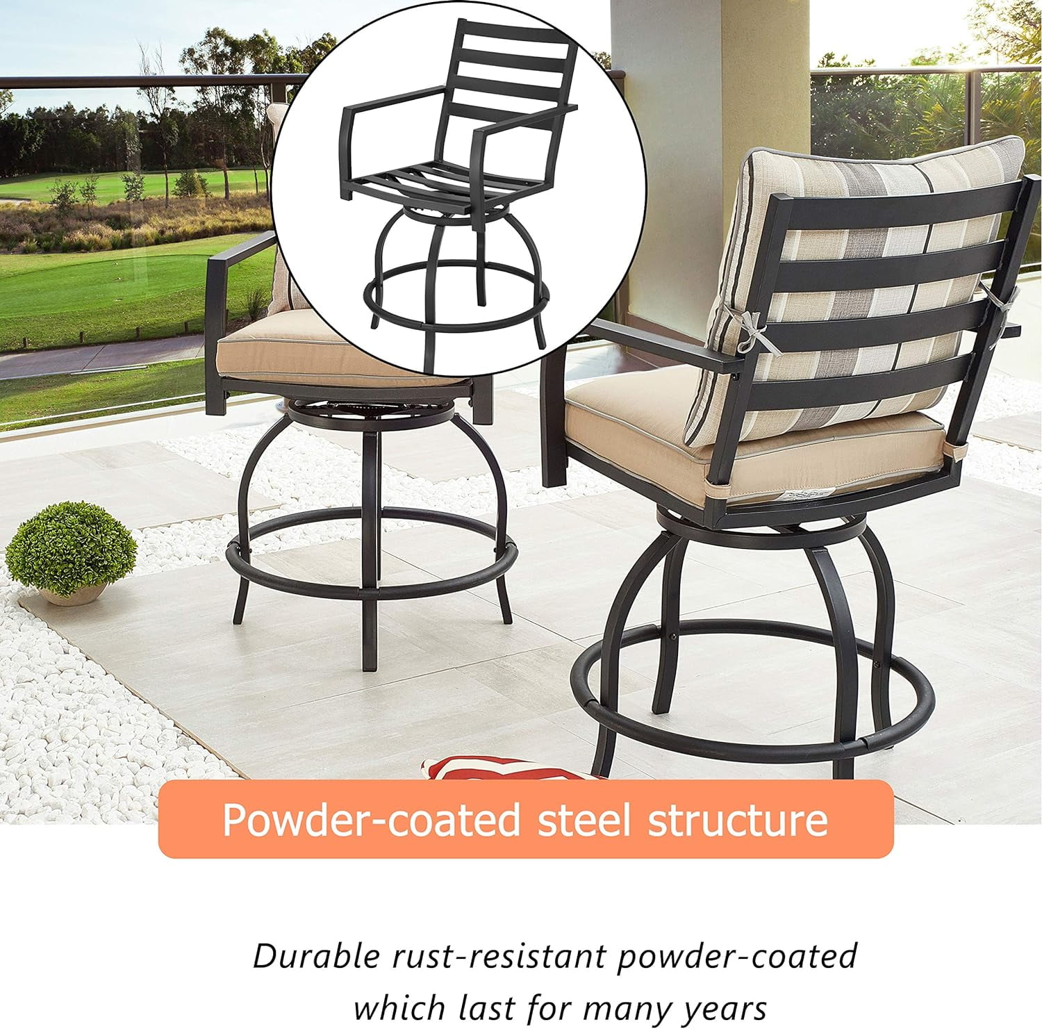 Bar Height Patio Chairs LOKATSE HOME Patio Stools Outdoor Swivel