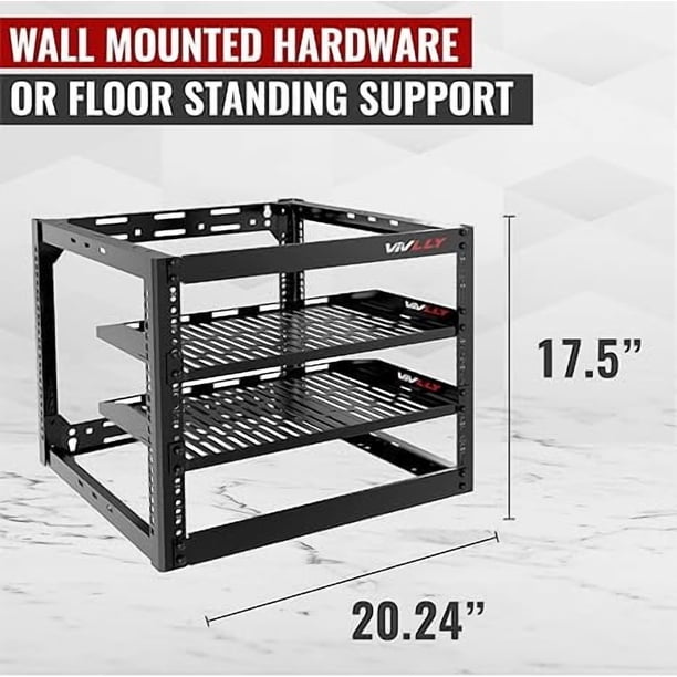Vivlly, Server Rack, 10U Open Frame, Heavy Duty, 400lbs Capacity