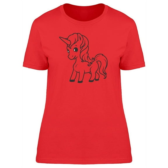 Cute Baby Unicorn Doodle T-Shirt Women -Image by Shutterstock, Female Medium