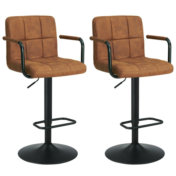 Duhome Set Of 2 Barstools Contemporary, Upholstered Swivel Counter Stools With Backs And Arms