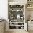 thumbnail image 4 of Coffee Bar Cabinet with LED Lights 72" Tall Buffet Cabinet with Storage Farmhouse Kitchen Sideboard Tall Coffee Hutch Cabinet with Microwave Stand/Wine Rack/Glass Shelf Dining Room(ship in 2 boxes), 4 of 7
