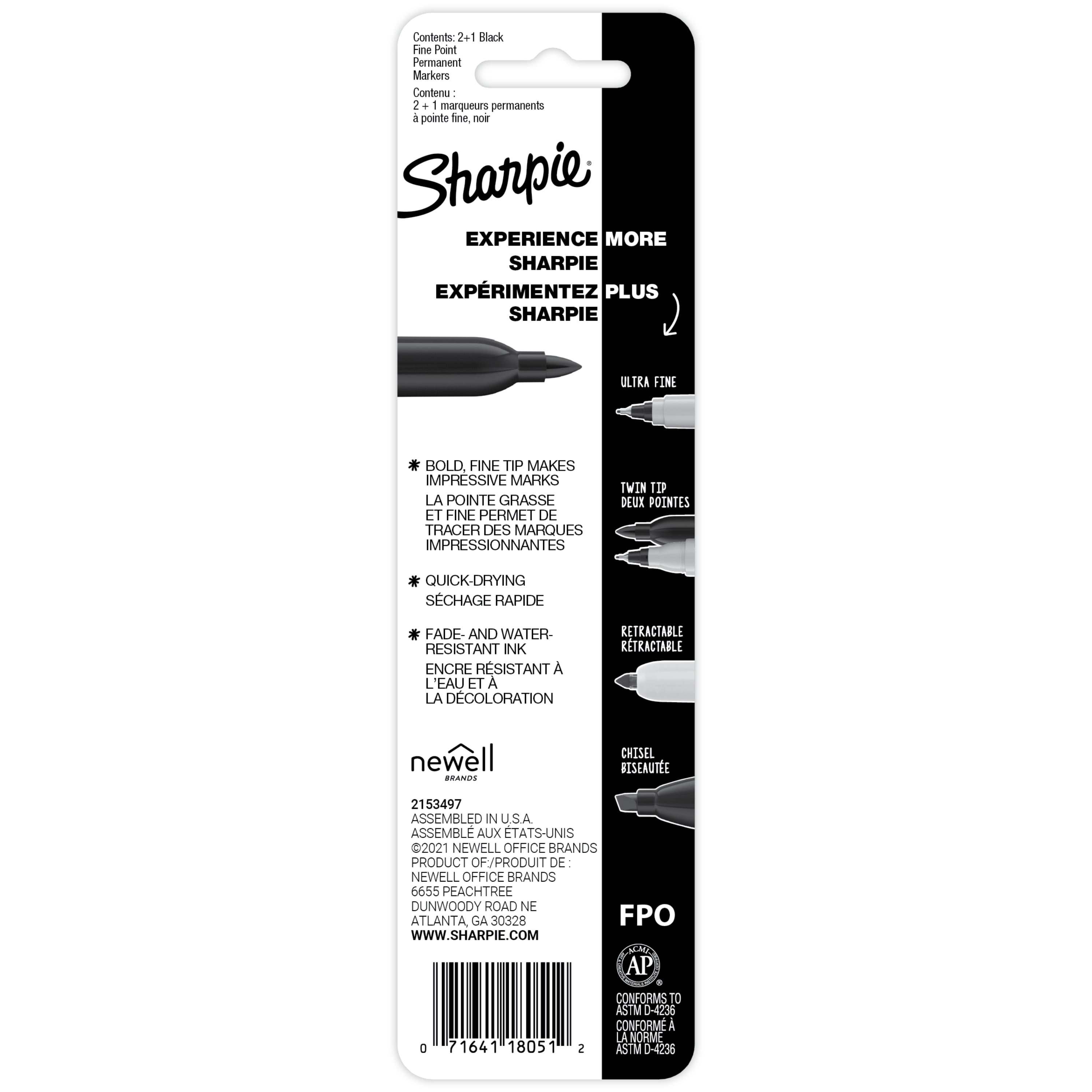 Sharpie Ultra Fine Point Black Permanent Markers, 2/PK, (37161PP)