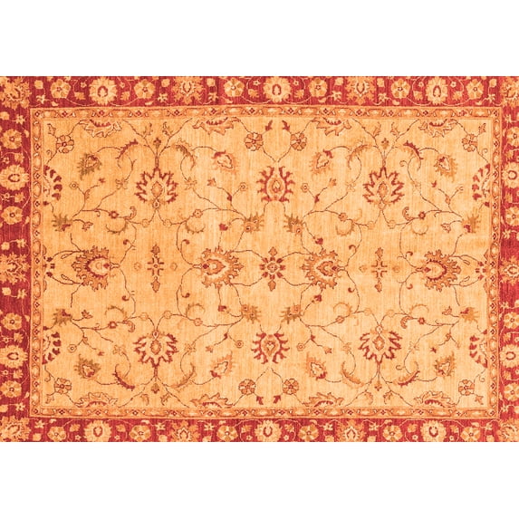 Ahgly Company Indoor Rectangle Oriental Orange Traditional Area Rugs, 7' x 10'