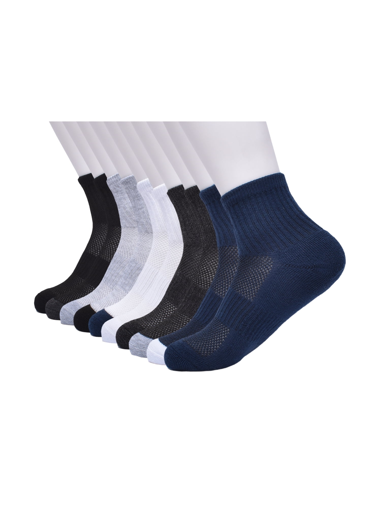 Athletic Works Boys Mid Crew Socks, 10 Pack, Sizes S-L