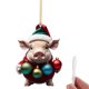 thumbnail image 1 of Ruifaya Adornos navideños divertidos de acrílico 2D para Navidad Adornos para árbol de Navidad con forma de cerdo, 1 of 7