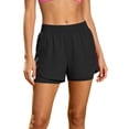thumbnail image 2 of Josdec Double-layer Yoga Shorts for Women with Pockets Elastic Waisted Running and Fitness Summer Casual Wear, 2 of 7
