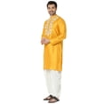thumbnail image 3 of In-Sattva Men's Festive Rich Embellished Handcrafted Knee-Length Kurta Tunic; Gold Mustard; SM, 3 of 6
