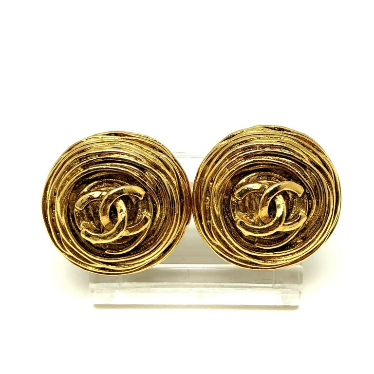 Authenticated Used CHANEL Chanel Earrings 94A Coco Mark Gold