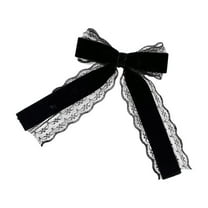 Wadada Black Lace Hair Bow Clips for Women, Cute Lace Hair Bows Clips with Long Tail Ribbon for Wedding Christmas Dress Decor Accessories Gift