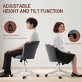 thumbnail image 3 of Grey Velvet Swivel Office Chair - Adjustable Height & Tilt, Lotus Design, Home Office & Vanity Task Chair - 27.2"W x 25.2"D, 3 of 7