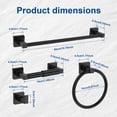 thumbnail image 2 of FUYGRCJ 4 Pieces Matte Black Bathroom Hardware Set, Stainless Steel Towel Bar Rack Set, Wall Mounted Bathroom Accessories, Includes Hand Towel Bar, Towel Ring, Robe Towel Hooks,Toilet Paper Holder, 2 of 11