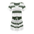 thumbnail image 3 of MELDVDIB Women's Summer Casual T-Shirt Mini Dresses Short Sleeve V-Neckline Striped Dress with Pockets, Gift, 3 of 5