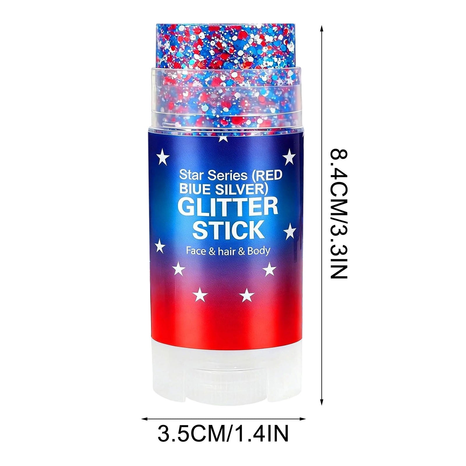 4th of July Glitter Stick, Face Body Paint Stick, Red White Blue Patriotic Star Star Face Body Glitter, Waterproof Shimmer Makeup, Independence Day Body Glitter Rave Makeup