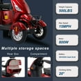 thumbnail image 5 of All Terrain Mobility Scooters for Seniors & Adults 500lbs Capacity - Electric Powered Wheelchair Device - 600W Heavy Duty Medical Mobility Scooter for Travel, Elderly-Full LED Lighting- Black, 5 of 8