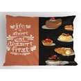 thumbnail image 1 of Eat Dessert First Pillow Sham, Hand Drawn Doodle of Various Delicious Dessert Vintage Inspired and Quote, Decorative Standard Queen Size Printed Pillowcase, 30" X 20", Multicolor, by Ambesonne, 1 of 2
