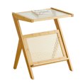 thumbnail image 2 of Sofa Side Table, Side Table Elegant Home Decor Bamboo Support Bedside Night Stand Glass Tabletop  for Bedroom, 2 of 8