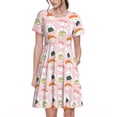 thumbnail image 1 of Kdxio Robe T-Shirt Décontractée Imprimée Sushi Mignon pour Femmes, Manches Courtes d'Été avec Poches, 1 of 6