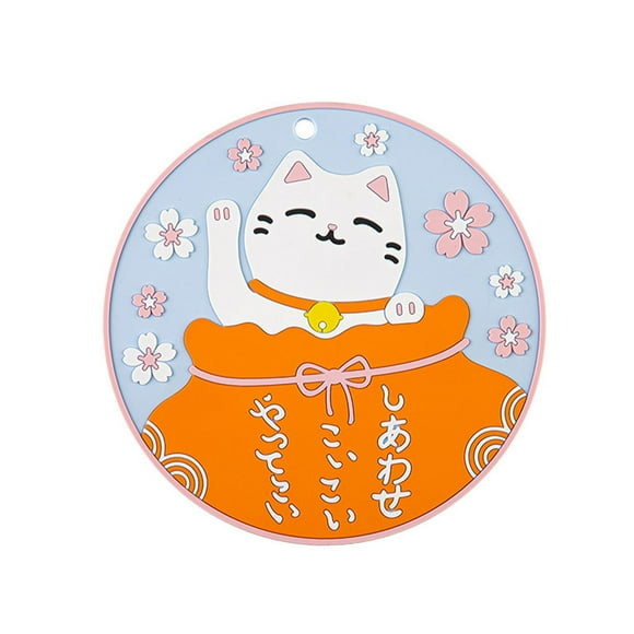 Posavasos con diseño de gato de dibujos animados, posavasos para bebidas, soporte decorativo para cacerola, almohadillas para tazas de agua, tapete de Color azul 115 cm.