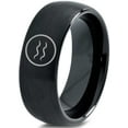 thumbnail image 1 of Tungsten Horoscope Aquarius Band Ring 8mm Men Women Comfort Fit Black Dome Brushed Polished, 1 of 4