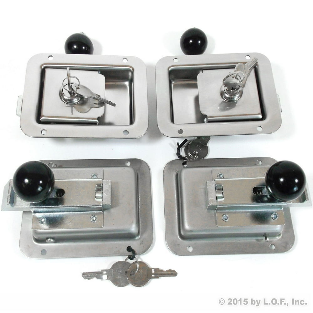 4 Pack Junior Size Flush Mount Paddle Handle Stainless Steel Locking