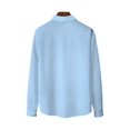 thumbnail image 2 of Mens Cotton Linen Shirts Long Sleeve Casual Henley Shirts Banded Collar Lightweight Solid Color Summer Beach Shirt Holiday M-3XL Blue L, 2 of 6