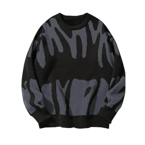 HomeGardon Sweaters for Men Graphic Sweaters Round Neck Solid Color Return To The Ancients Lazy Loose Fashion Sweater Jacket,M-XXL