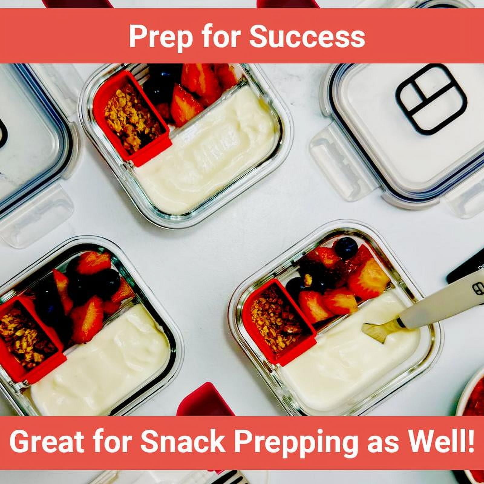 BariBowl Meal Prep Set (3-Pack) with bite-sized utensils, Branded Lunch Box and silicone condiment cups for portion control and bariatric weight loss. Containers Lunch Boxes Glass Dish Tableware