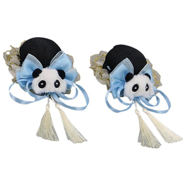 2 uds. Pinzas para el pelo de estilo chino, pinza para el pelo de Panda, lazo, decorativo para el pelo Azul Yuyangstore Pinzas de cabello