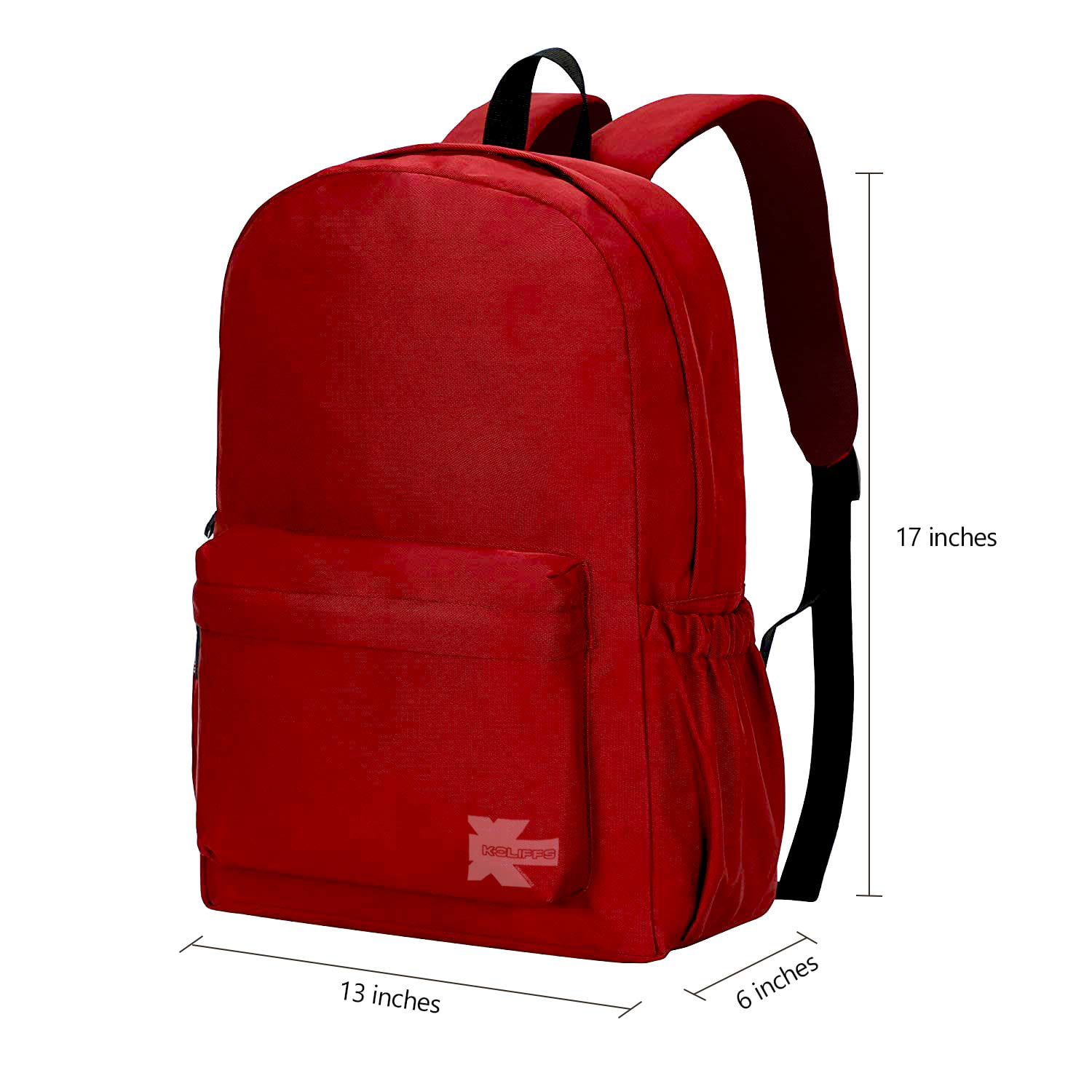 Case Lot 40pc Simple/Basic 16in Backpack, Unisex Student Book bag, Red,  K-Cliffs 