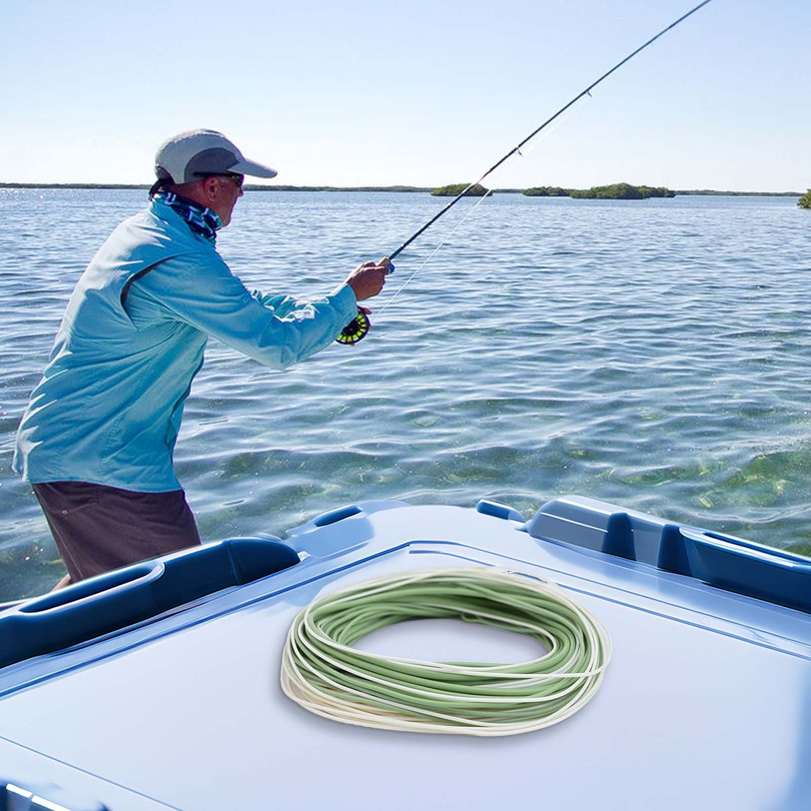 Fly Fishing Sea Main Line Outbound Short Fly Saltwater Fishing Line 100 Feet WF6F-WF10F Green/Cream