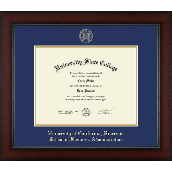 University of California Riverside School of Business Administration Diploma Frame, Document Size 11" x 8.5"