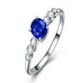 thumbnail image 1 of 7 Stone 1.25 Carat Sapphire and Diamond Halo Engagement Ring in 14k White Gold affordable Sapphire and diamond engagement ring, 1 of 2