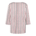 thumbnail image 7 of VEKDONE Womens Stripe Plus Size Tops 3/4 Length Sleeve Loose Fit Blouse Asymmetrical Neck Button Tunic Tops Summer Fashion Clothes Orange XL, 7 of 7