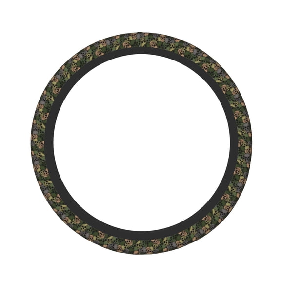 Rateoe Camouflage Skulls Pattern Elastic Stretch Steering Wheel Cover, Universal 15 inch, Microfiber Breathable , Anti-Slip, Odorless, Easy Carry
