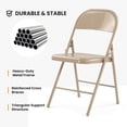 thumbnail image 6 of 12 Pack All-Steel Metal Folding Chairs, Khaki Heavy Duty Metal Foldable Dining Chair with Backrest, 350 LBS Load Capacity Portable Fold Chair for Home Office Indoor Outdoor Events, 6 of 7
