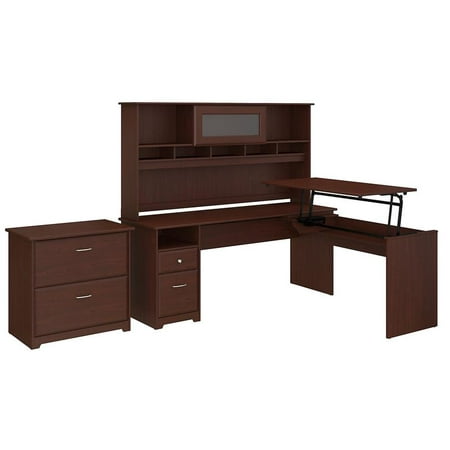 Bush Furniture Cabot 72w L Shaped Sit To Stand Desk With Hutch