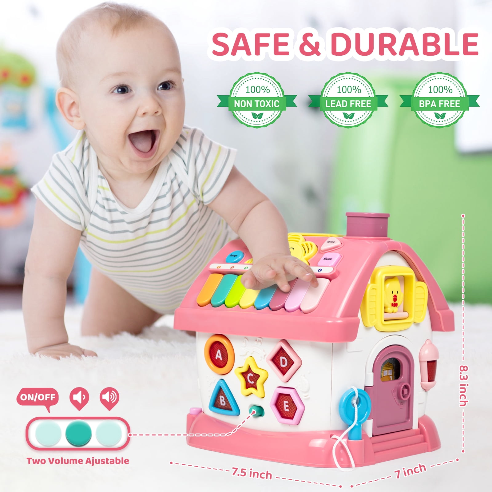 Marstone Toys for 1+ Year Old Girl Gifts, 8-in-1 Montessori Toddler Toys House with Learning and Playing, Christmas and Birthday Gifts for Kids Aged 1-2