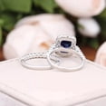 thumbnail image 2 of 3Ct Emerald Simulated Blue Sapphire Halo Valentine Gift For Her Women's Bridal Ring Set 14K White Gold Plated 925 Silver, 2 of 4
