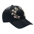 thumbnail image 1 of Black Embroidered Floral Baseball Cap Hat Metallic, 1 of 3