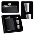 thumbnail image 3 of Juego de regalo de petaca, petacas para licor para hombres con funda de cuero negra, 3 of 5