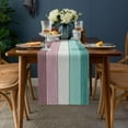 thumbnail image 2 of Aqua Green Purple Summer Table Runner, Nautical Coastal Beach Farmhouse Cotton Linen Holiday Table Decor for Home,Kitchen,Dining Room,Indoor,Outdoor,Small 13X36 Inches Retro Rustic Barn Wood Texture, 2 of 6