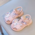 thumbnail image 2 of Toddler Girls Fisherman Sandals Butterfly Rhinestone T-Strap Closed Toe Flat Shoes Lightweight Adjustable Beach Shoes Pink 11 Little Kid, 2 of 8