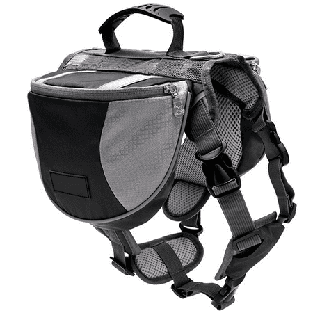 Adjustable Dog Saddle Bag  Hound Travel Backpack For Pet Puppy Hiking Walking Camping Use  Works At Dogs - Black