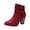 Wine, variant on Fesfesfes Ankle Boots for Women Shoes Fashion Solid Color Retro Flock Middle Heel Zipper Non-slip Low Short Boots 7(39)