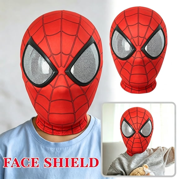 Superhero Full Face Mask with 3D Mesh Eyes Breathable Elastic Hood for Halloween Cosplay Costume Party, Red, 1 Pack