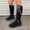 Black, variant on Yeahitch Womens Winter Boots Mid Calf Zippers Womens Winter Boots Round Toe Chunky Heel Warm Comfortable Tall Boots